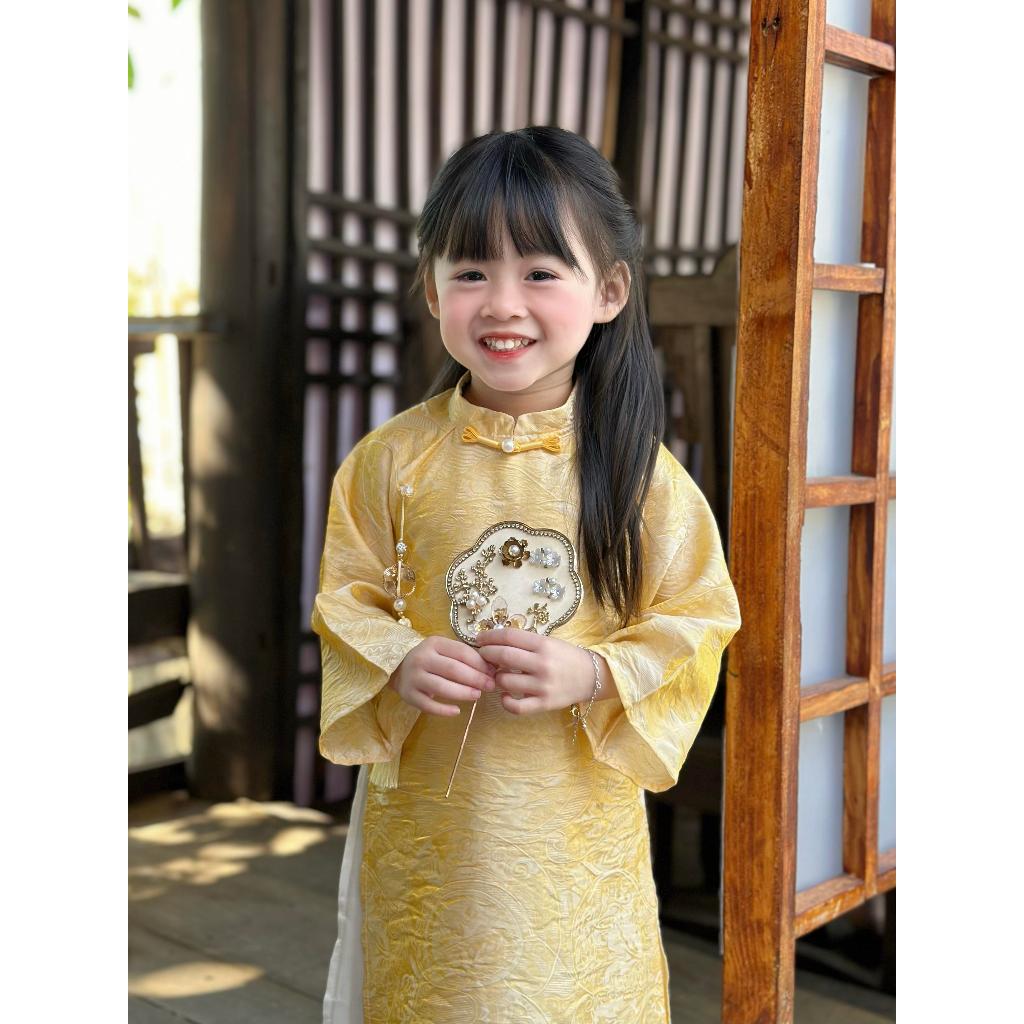 ÁO DÀI VÀNG TƠ SONG KIM_POOL KIDS