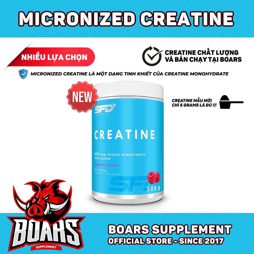 CREATINE MONOHYDRATE SFD NUTRITION - PHỤC HỒI CƠ BẮP SAU TẬP LUYỆN 500GRAMS
