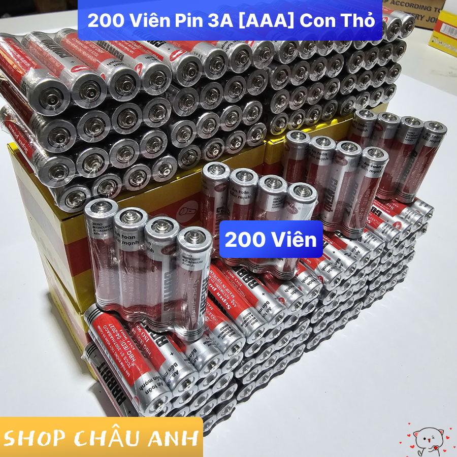 [ComBo] 200 Viên Pin Đũa Điều Khiển TiVi, Điều Hòa ,Quạt 3A [AAA] Con Thỏ. [SCA]