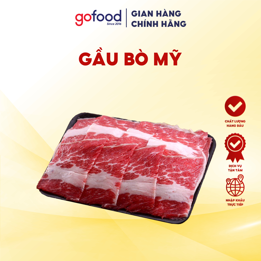 [Hỏa Tốc HCM] Gầu Bò Mỹ Black Angus Khay 500gr Gofood Chuyên Dùng Cho Món Lẩu, Nấu Phở...