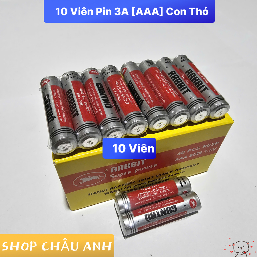 [ComBo] 10 Viên Pin Đũa Điều Khiển Quạt,Điều Hòa, TiVi 3A [AAA] Con Thỏ.[SCA]