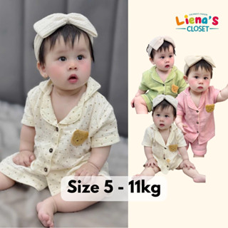  Bộ Pijama Cộc Tay Đính Gấu Cho Bé Yêu Vải Xô Muslin Mềm Mại Thoải Mái Cho Bé Vận Động Liena'S Closet PZ01 