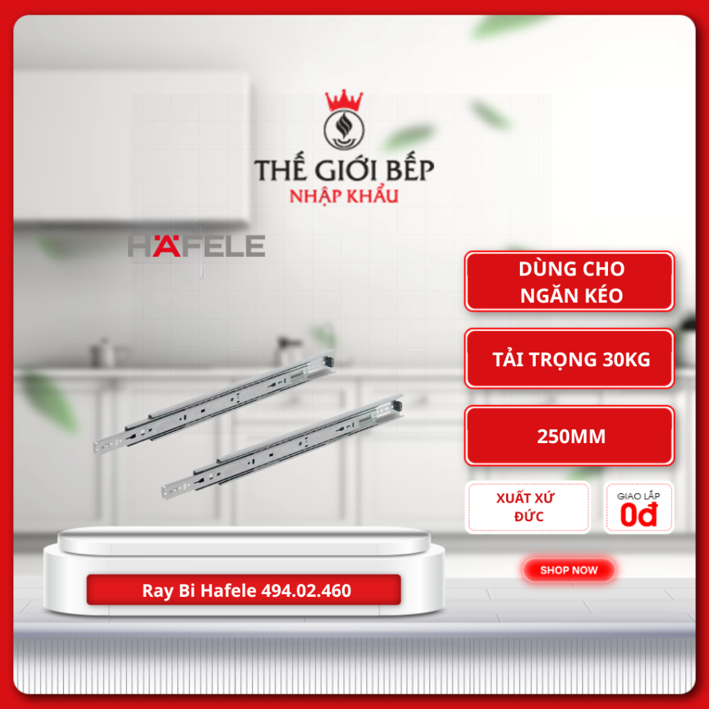 Ray Bi Không Giảm Chấn Hafele 494.02.460/494.02.461/494.02.462/494.02.463/494.02.464/494.02.465