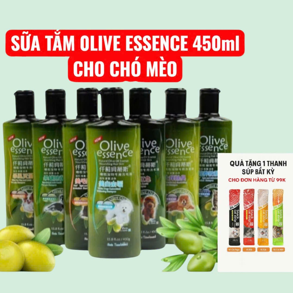 Sữa Tắm Olive Cho Chó Mèo – Làm Sạch, Khử Mùi, Lông Mượt, Diệt Khuẩn, Thơm Lâu