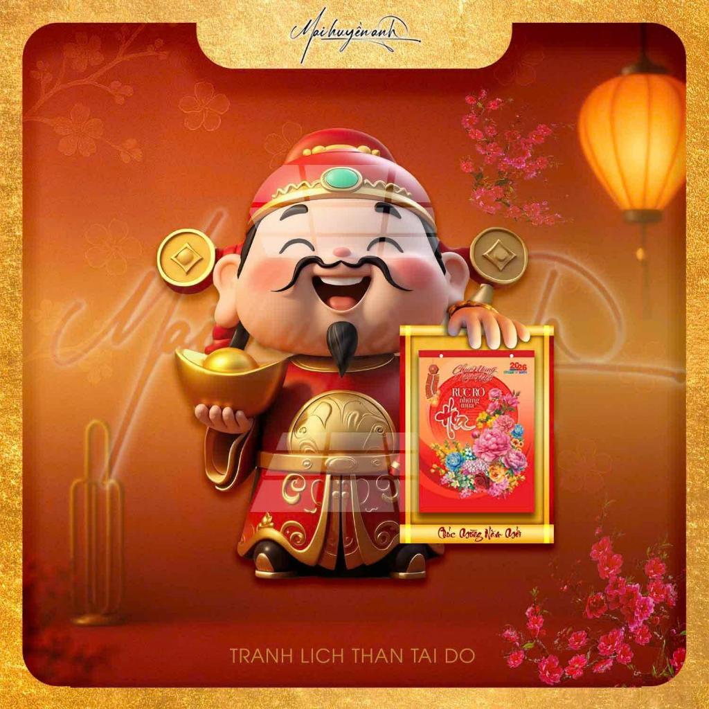 LỊCH TẾT , LỊCH NĂM MỚI, LỊCH TẾT 2026, LỊCH ÔNG THẦN TÀI, TRANH ÔNG THẦN TÀI, TRANH TẾT, TRANH TREO