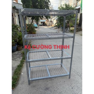  Kệ Sắt V Lỗ 2-3-4 tầng LÓT VỈ LƯỚI sắt ô vuông hàng dầy . kệ trồng cây ngoài ban công trồng sen đá lưới thoát nước 