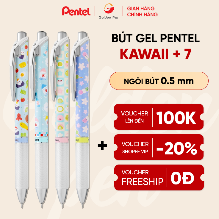 Bút gel Pentel Energel Kawaii BLN75KW mực viết mượt nhanh khô không lem bền màu