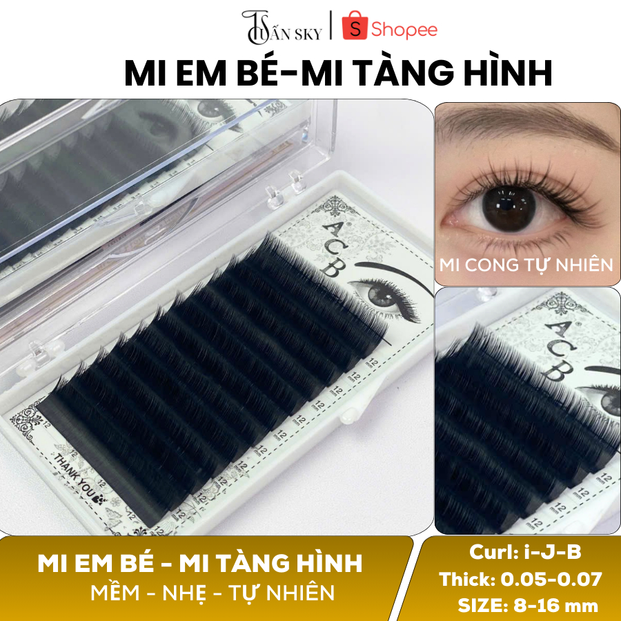 Mi tàng hình,mi em bé độ cong tự nhiên i-J-B dày 0.05-0.07_siêu mềm,nhẹ hút keo tốt - TUẤN SKY