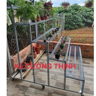  Kệ Sắt V lỗ bậc thang VỈ LƯỚI sắt ô vuông để chậu cây cảnh cây bon sai sen đá kệ sắt đa năng 