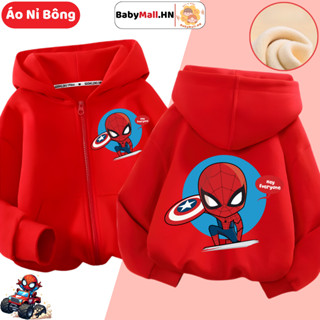  Áo Khoác Nỉ Bông Siêu Nhân Người Nhện Cho Bé Trai BABYMALL Vải Giữ Nhiệt Size Cho Bé Từ 9kg Đến 34kg 
