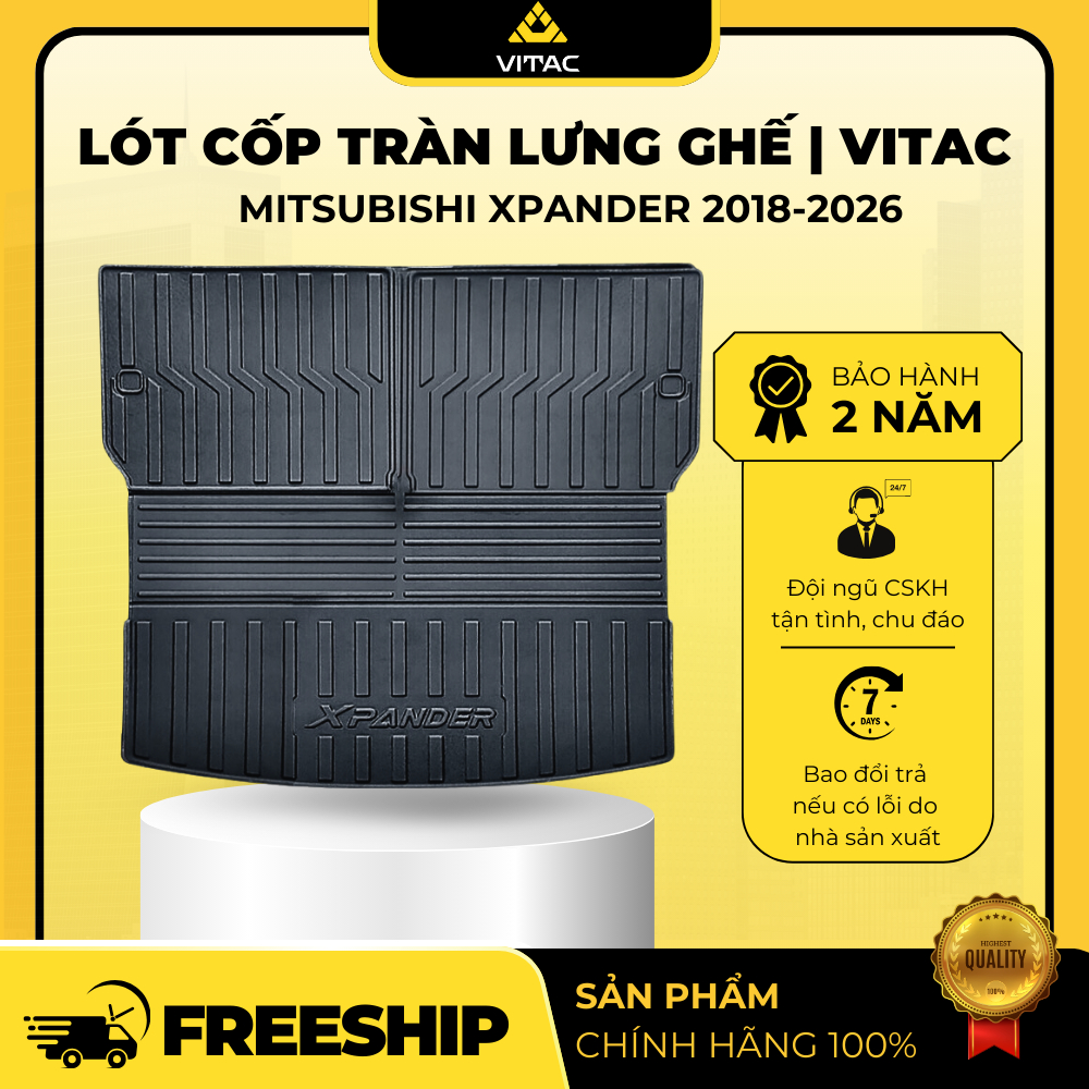 Lót cốp tràn viền/ tràn lưng ghế ô tô Mitsubishi Xpander/Xpander cross 2018-2026_Vitac Brand