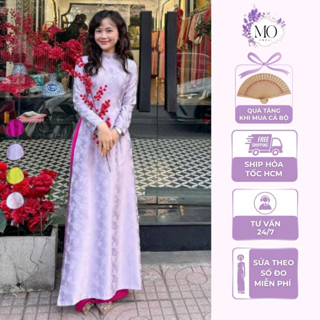  Áo dài nữ đẹp truyền thống Mộc Cẩm dáng ôm cổ cao tay dài vải gấm lụa đính ngọc hoa văn – Áo dài MƠ 