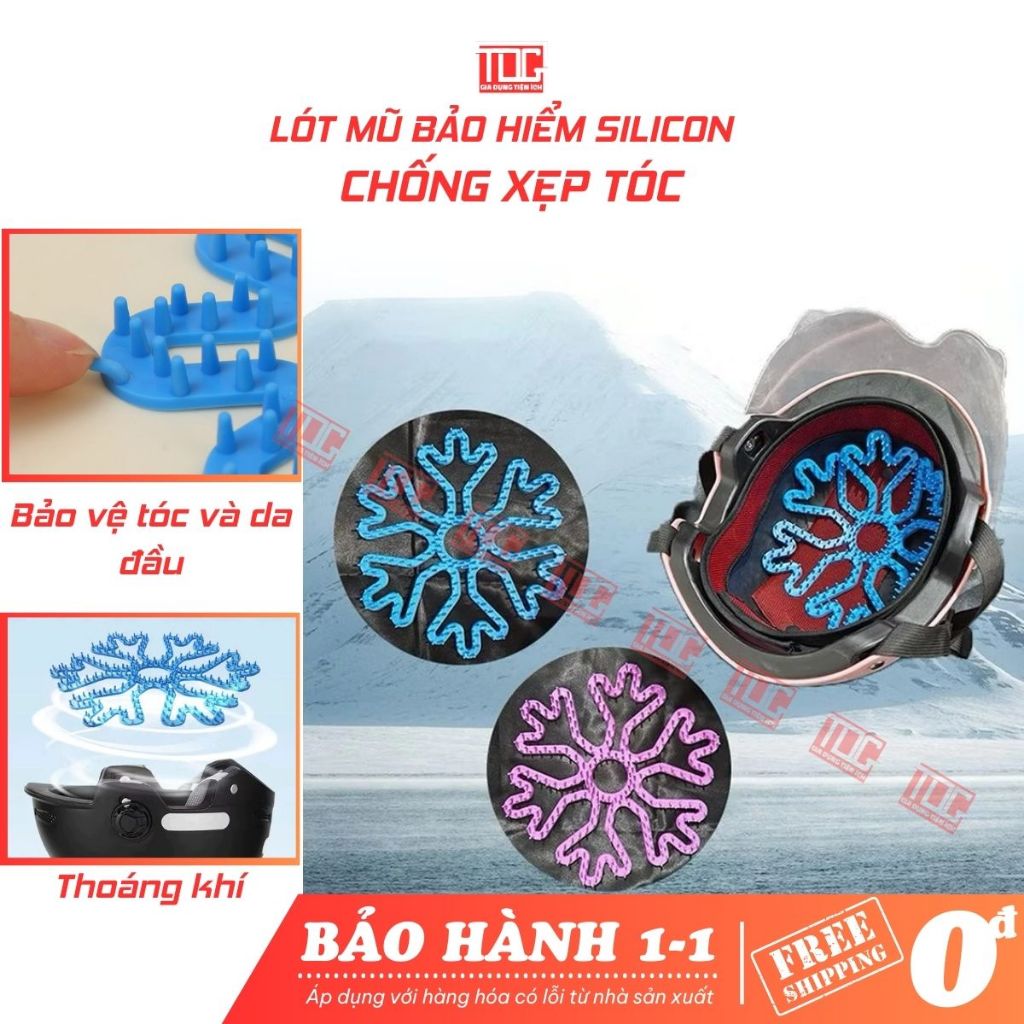 Miếng lót mũ bảo hiểm silicon TDG chống xẹp tóc khi dùng mũ bảo hiểm giúp thoáng khí và bảo vệ da đầu HH371