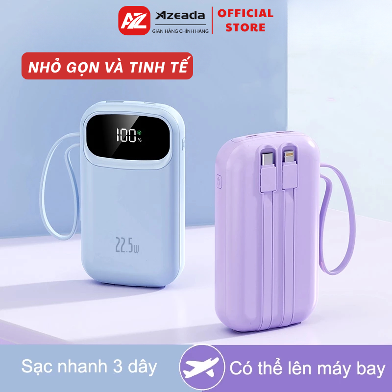 Sạc Dự Phòng PD 22.5W 10000mAh 20000mAh Pin Dự Phòng Tích Hợp Dây Đôi Sạc Nhanh Có Màn Hình Led P03 | BigBuy360 - bigbuy360.vn