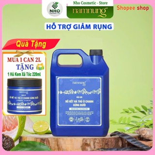   2000ml  Can Dầu gội Dầu xả thảo dược Nam Nung xanh dương hỗ trợ giảm rụng hỗ trợ giảm gàu suôn mượt 