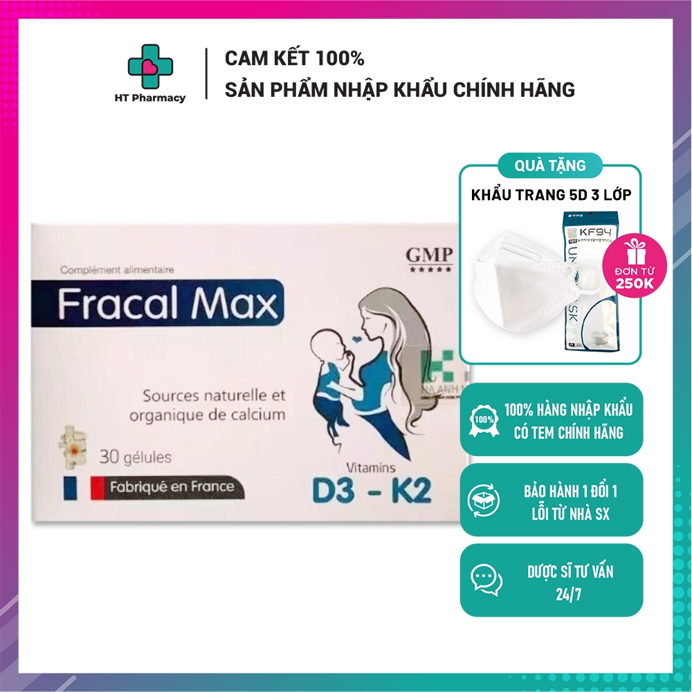 Fracal Max - Canxi hữu cơ, bổ sung thêm Vitamin D3, K2 và Magie cho hấp thụ canxi tối đa