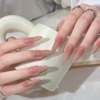  X503 - Móng Tay Giả Bộ 30 Móng nail thạch màu nude form dài Kèm 4 phụ kiện làm móng mẫu tết 2026 