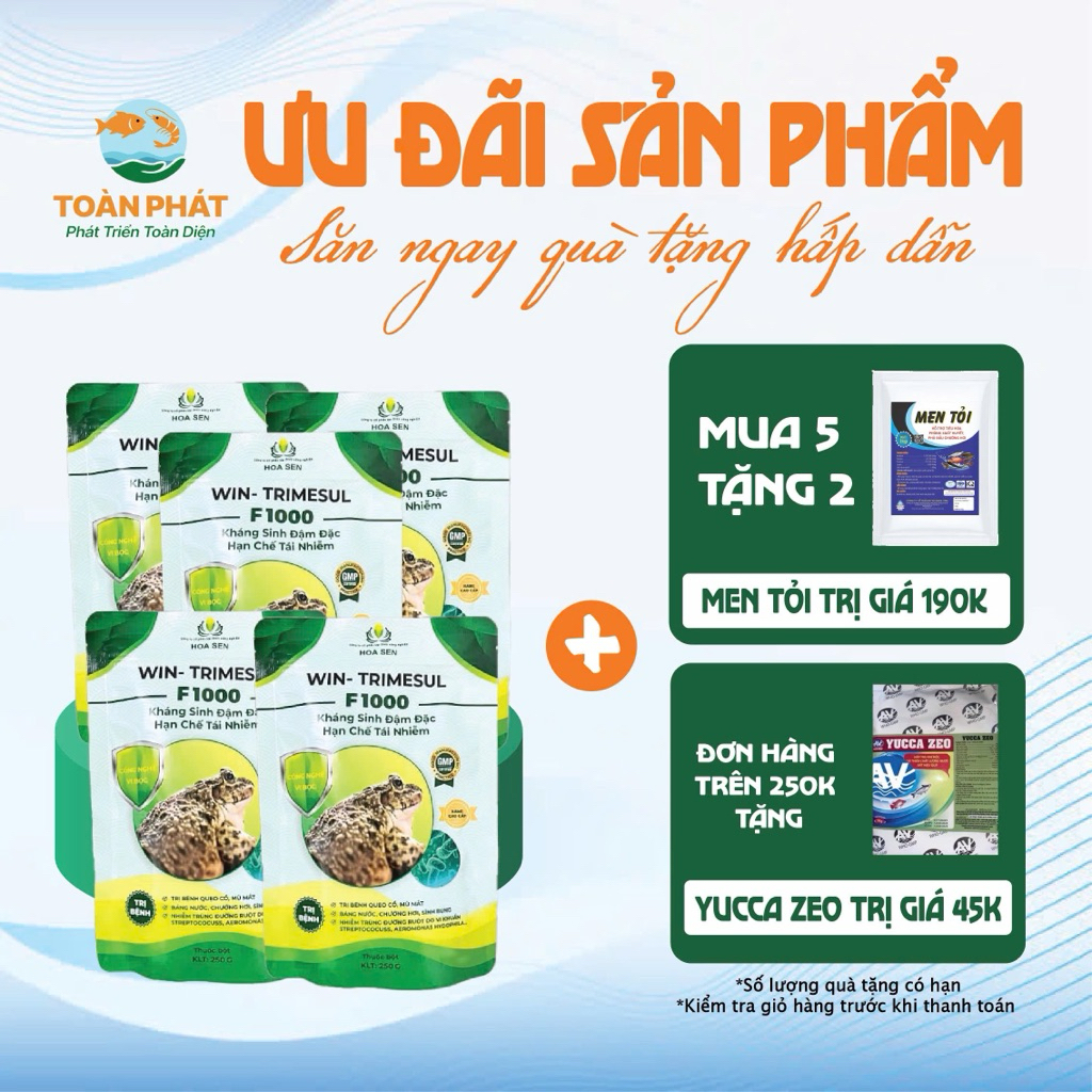 [Tặng Yucca Zeo] F1000 - Sản phẩm chuyên xử lý cho ếch, gói 250gr