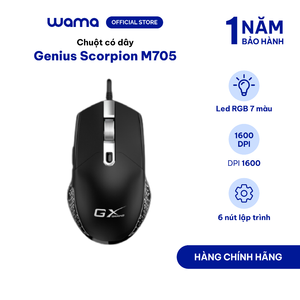 Chuột gaming có dây Scorpion M705 màu đen Genius