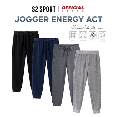 Quần nỉ nam thể thao S2 SPORT RUNNING ACT jogger cotton USA cao cấp chống nhăn, giữ ấm tốt - QN11