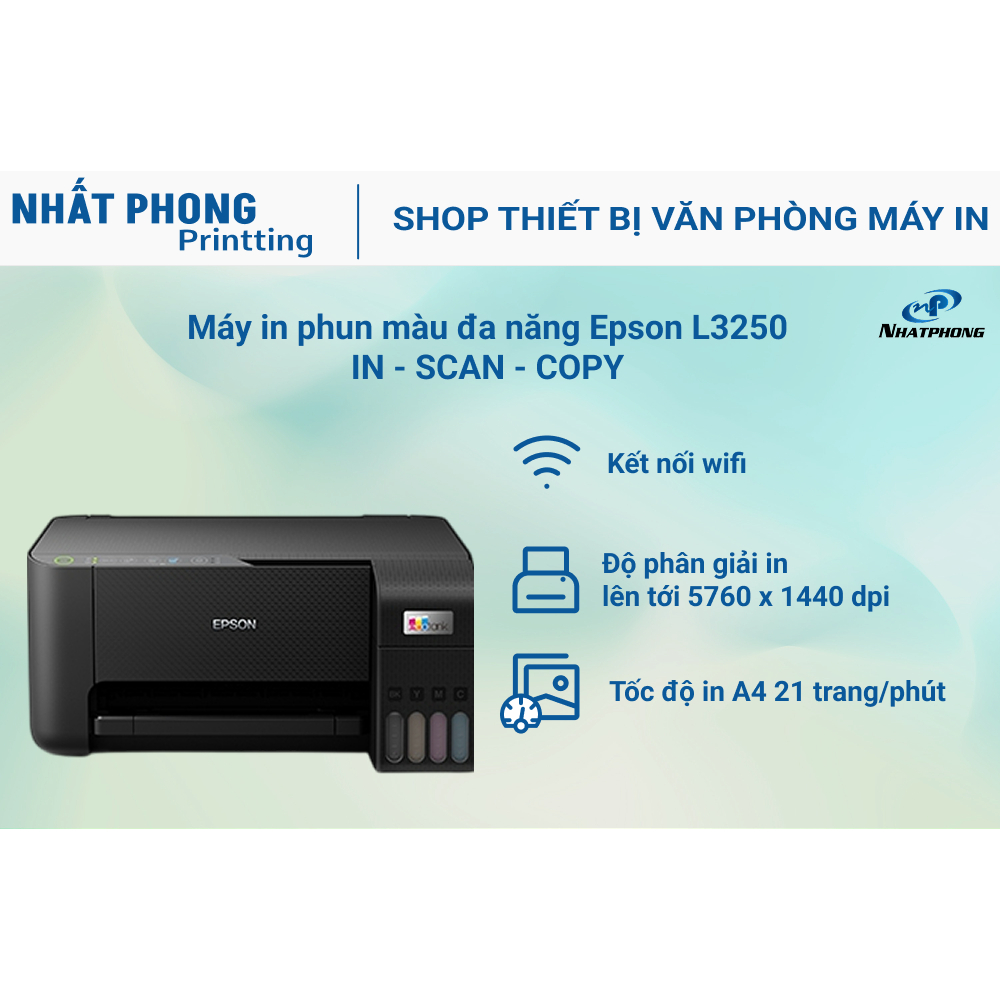 Máy in phun màu đa năng Epson L3250 (In, Scan, Copy, A4, USB, WIFI)