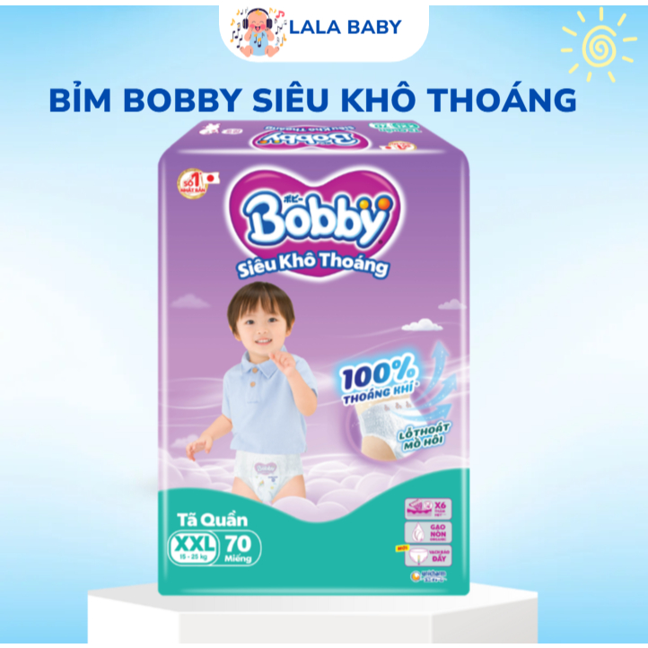 Tã Bỉm quần Bobby Ultra Tím, tã dán dán Bobby, tã quần Bobby mở một bên đủ size S/NB/M/L/XL/XXL