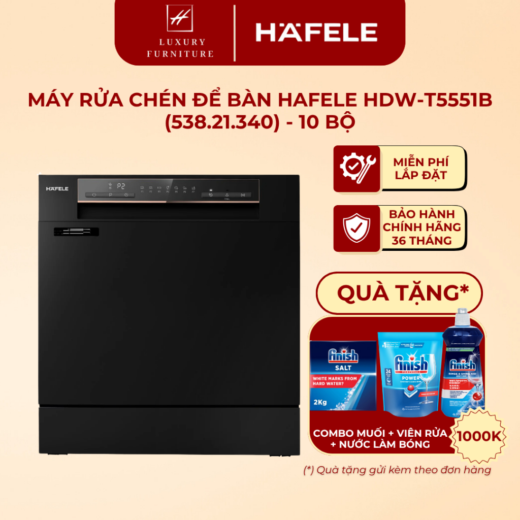 [Miễn phí lắp đặt + Tặng viên rửa] Máy Rửa Chén Bát HDW-T5551B Hafele (538.21.340)