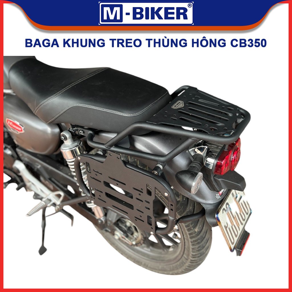 M-Biker | Baga CB350, Baga hông CB350, Baga gắn 3 thùng CB350, Baga treo thùng hông CB350