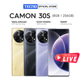   Ưu Đãi Livestream  Điện thoại di động Tecno Camon 30S 8GB 256GB - Helio G100 | 5000mAh |Sạc nhanh 33W |Chính hãng 