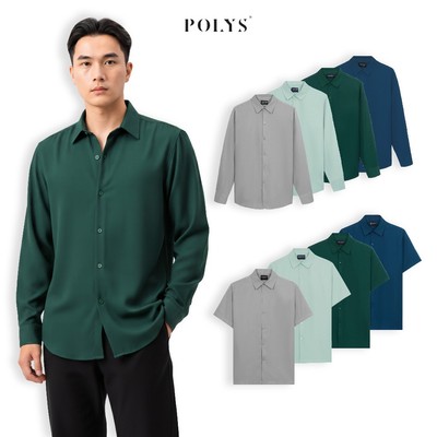 Áo Sơ Mi Nam Dài Tay và Áo Sơ Mi Nam Ngắn Tay Nam POLYS. Vải Vân Chéo Dày Dặn, Trẻ Trung