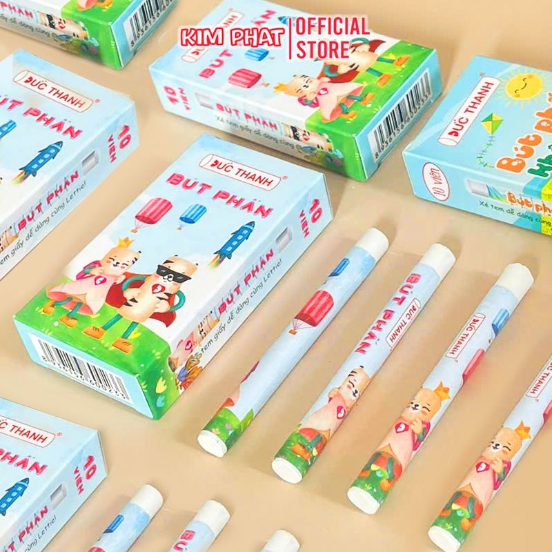 Combo 05 Hộp (05 x 10 = 50 Viên) Bút phấn không bụi, Phấn bao tay Đức Thanh BP100