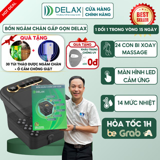  Bồn Ngâm Chân Massage DELAX Gấp Gọn Mát Xa Bấm Huyệt 24 Bi Lăn,Giảm Đau Nhức Tăng Tuần Hoàn Máu,Thư Giãn,Trị Liệu BNC02 