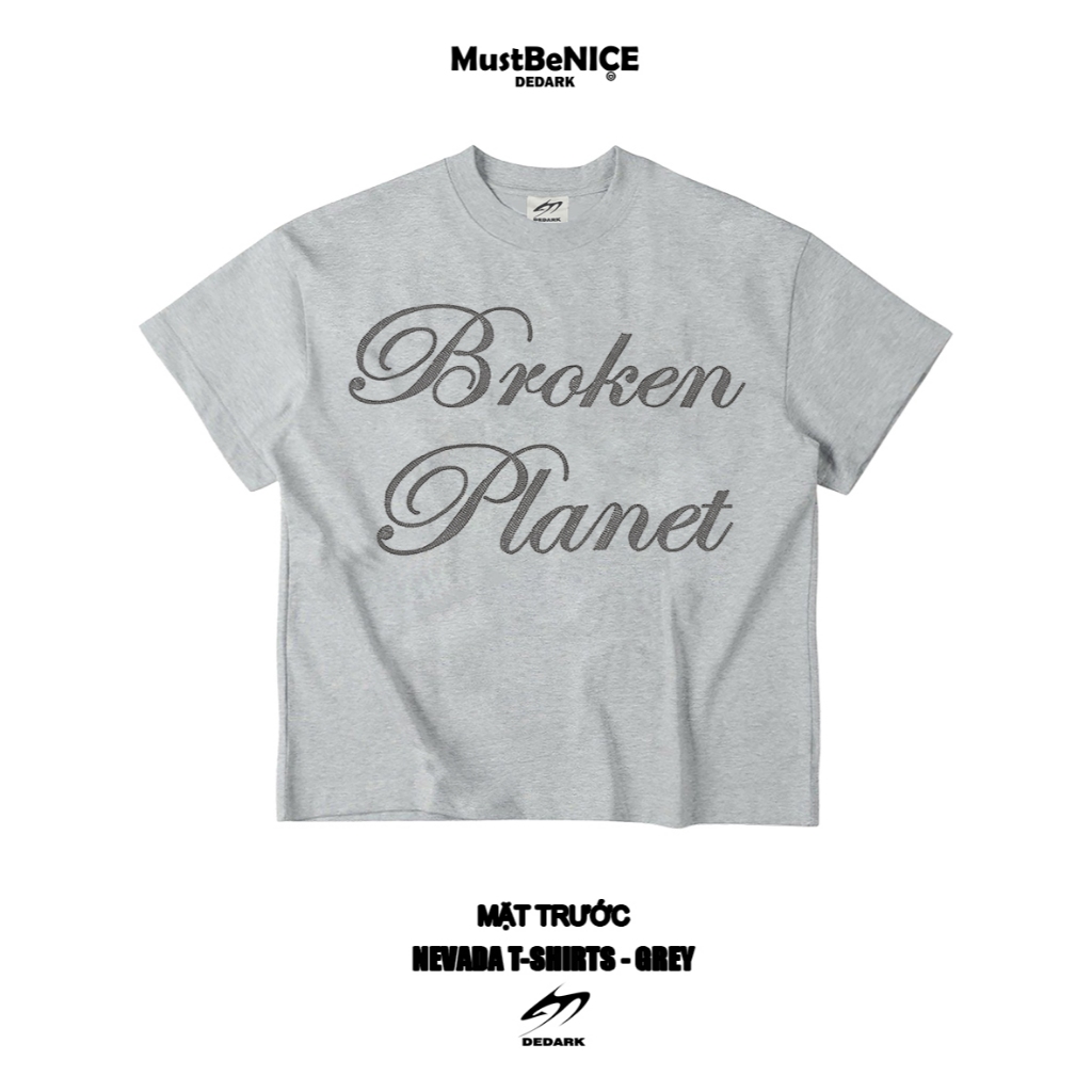 Áo thun boxy  𝐄𝐌𝐁𝐑𝐎𝐈𝐃𝐄𝐑 GREY DEDARK nam/nữ 300gsm