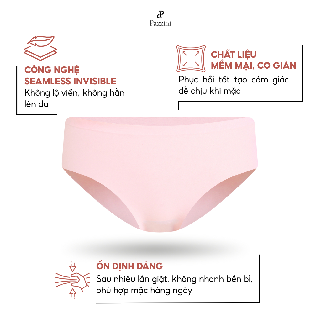 Combo 5 quần lót nữ kháng khuẩn Pazzini chất su lạnh, cạp thường không đường may không lộ viền co giãn thoải mãi - WU005 | BigBuy360 - bigbuy360.vn