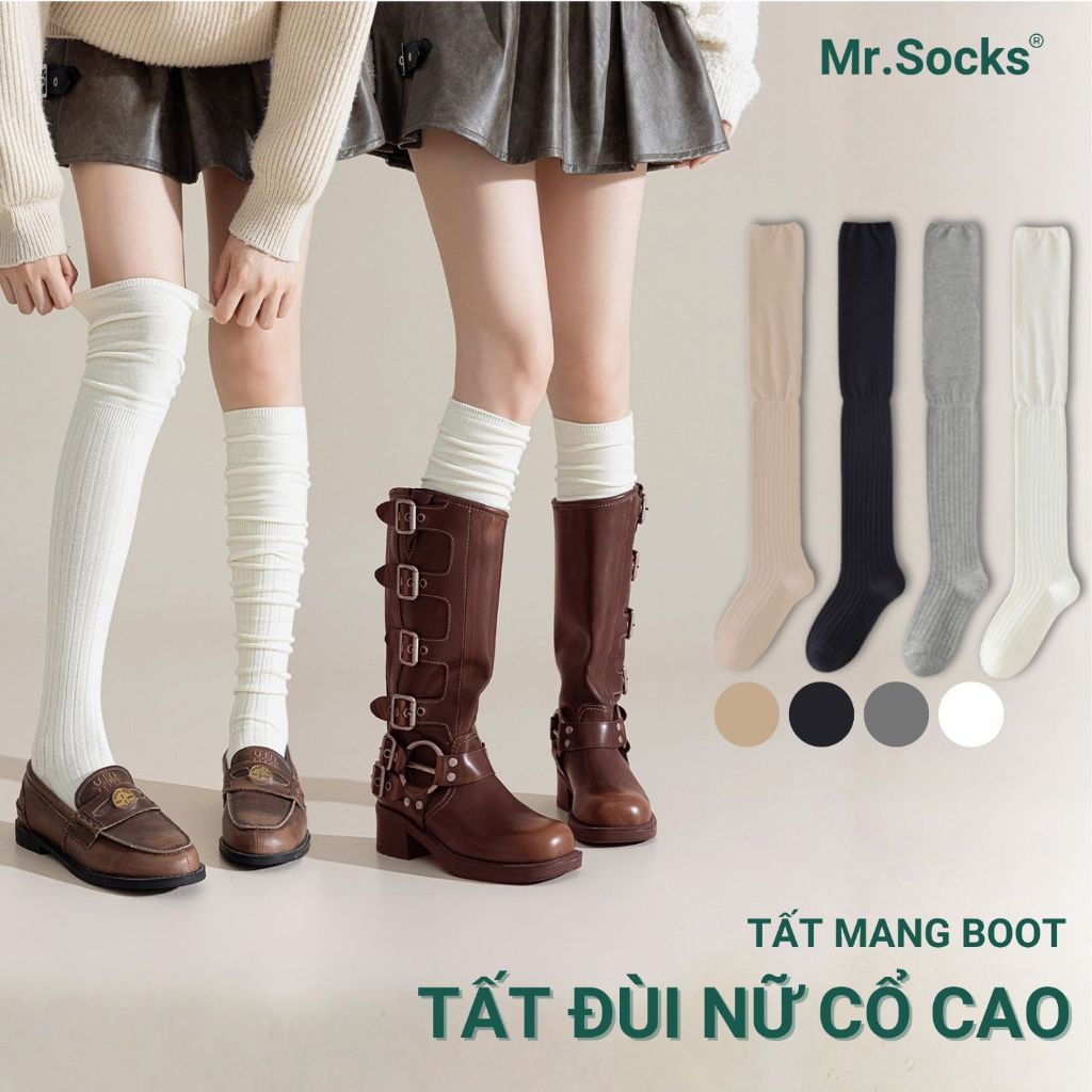 Tất đùi nữ Mr.Socks – Vớ cổ cao đến đầu gối, phối boot mùa đông phong cách Hàn Quốc - KEM-002