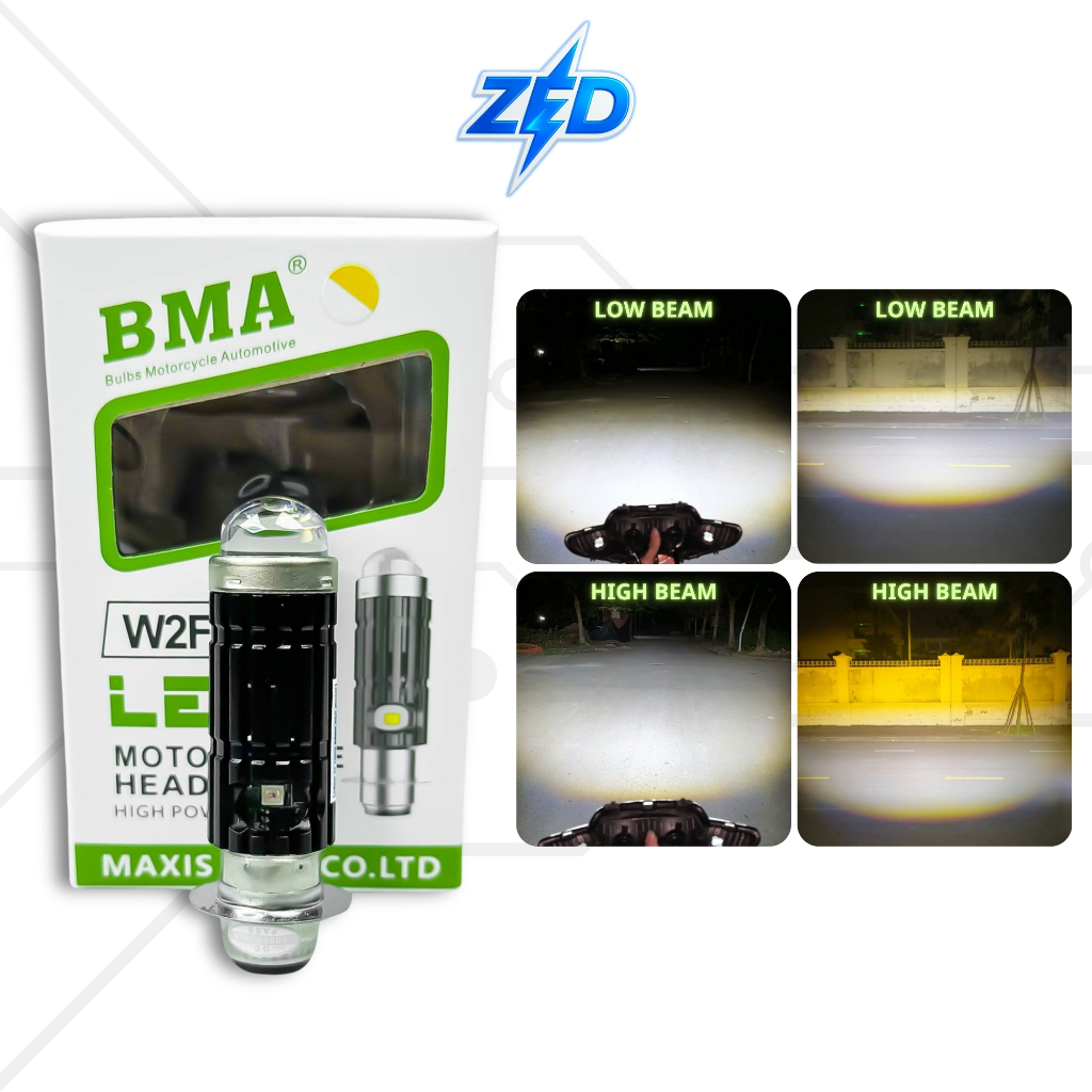 Đèn Pha LED Bi Cầu W2F BMA - Chân Bóng M5 Cos Trắng Pha Trắng Lắp Dream, Wave Nhỏ, Fu1...