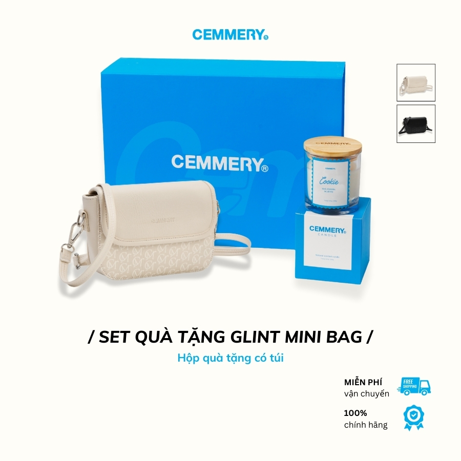 Set Quà Tặng Túi Xách CEMMERY Glint Mini Bag Kèm Nến Thơm Mùi Amber Sáp Tự Nhiên 200G