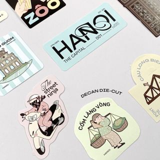  Sticker hình dán chủ đề Hà Nội phụ kiện đồ trang trí sổ tay scrapbook Crabit The Hanoi Sticker 