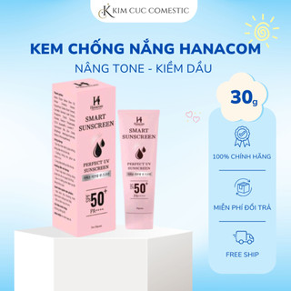  Kem Chống Nắng HANACOM Nâng Tone Trắng Da Thấm Nhanh Kiềm Dầu SPF50+ PA ++++ 30g - DC04 