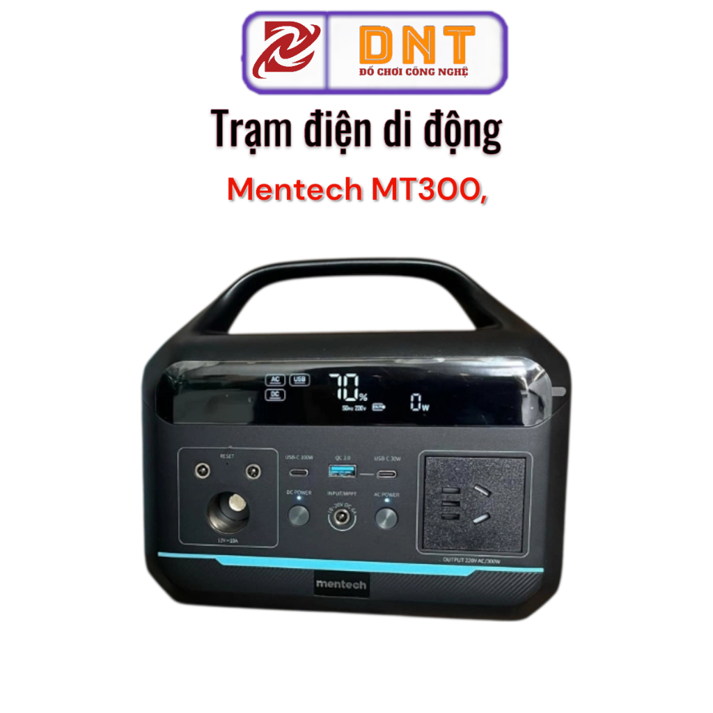 Trạm sạc di động Mentech MT300, dung lượng 204.8wh nguồn điện sử dụng 220v cho quạt, đèn, điện thoại