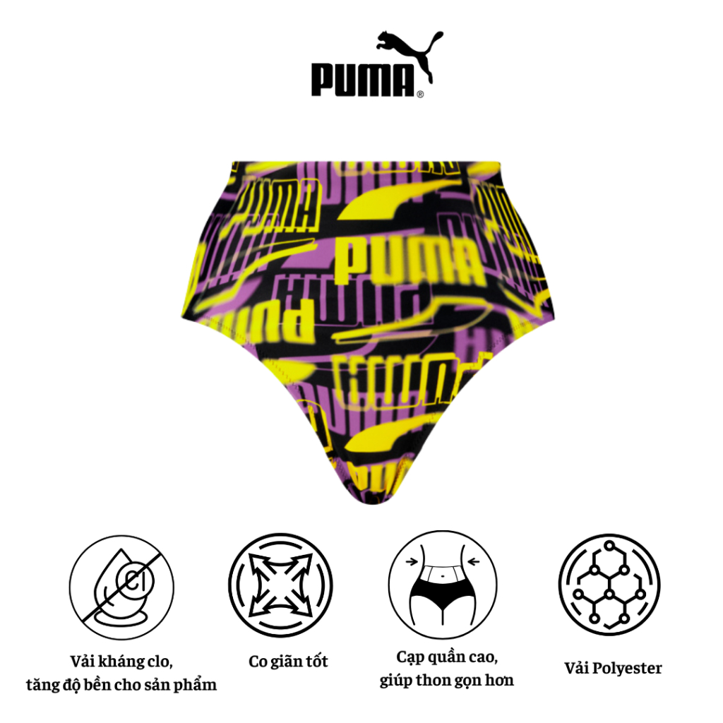 Puma Quần Bơi Nữ Tam Giác Cạp Cao Puma Swim Women Printed High Waist Brief