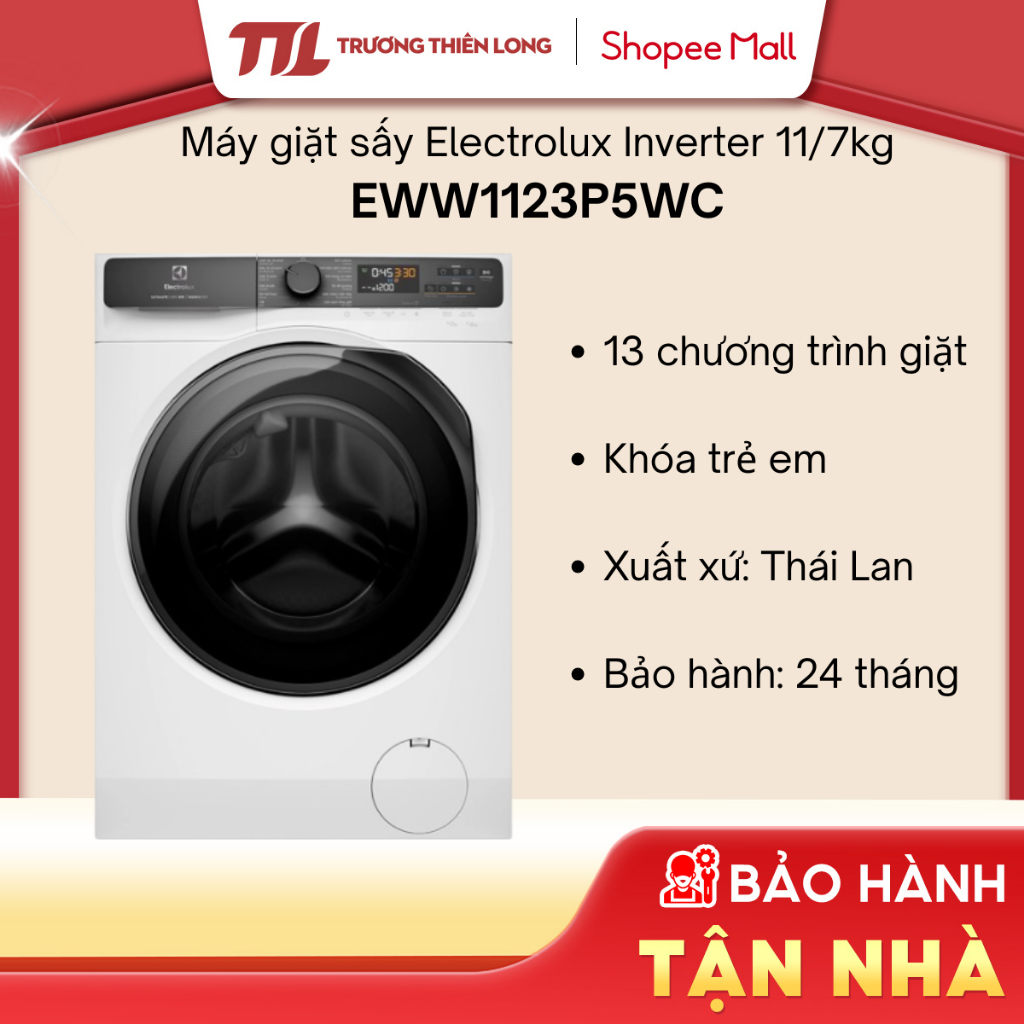 EWW1123P5WC - Máy Giặt Sấy Electrolux Inverter Giặt 11Kg | Sấy 7 Kg [FREESHIP HCM]