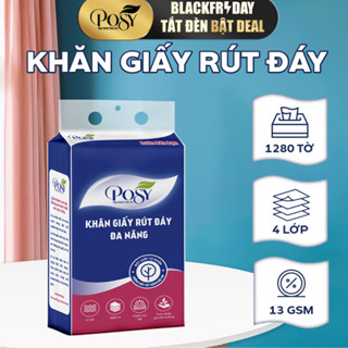  POSY - HÀNG TẶNG KO BÁN - Khăn giấy treo tường rút đáy POSY 1280 tờ 4 lớp mềm mịn tiện dụng lành tính cho da 
