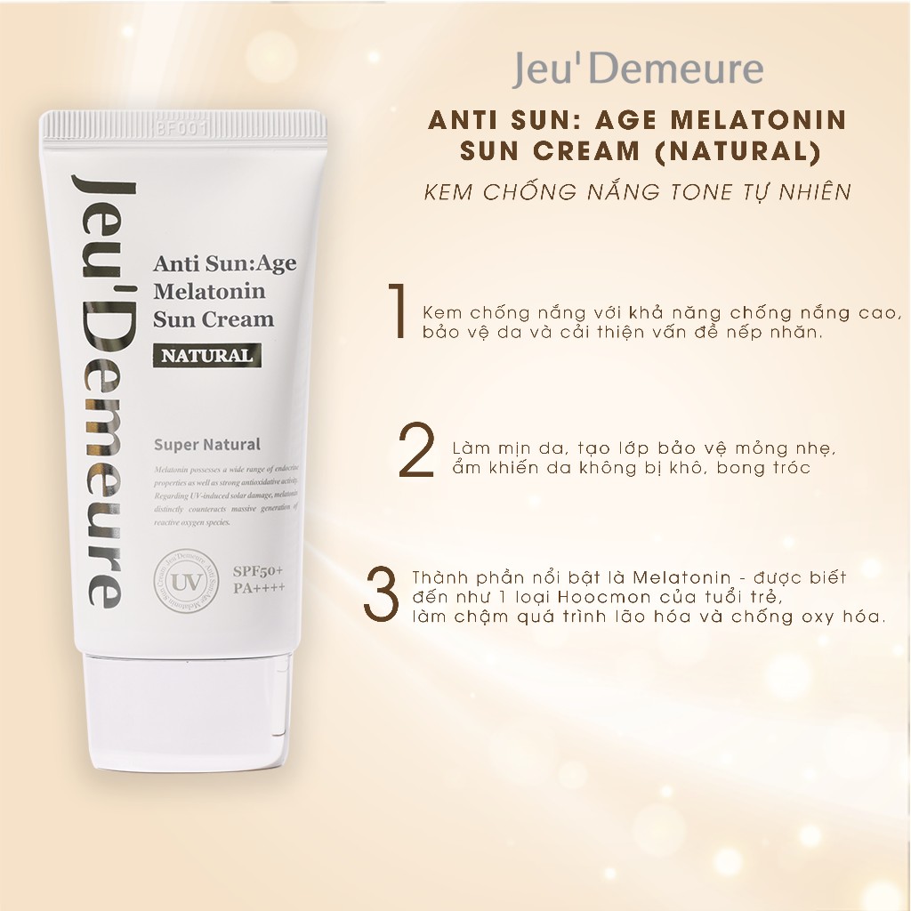 Kem Chống Nắng Kiềm Dầu, Bảo Vệ Da, Dưỡng Ẩm Jeu'demeure Natural Chỉ Số SPF 50+/PA++++ 50G