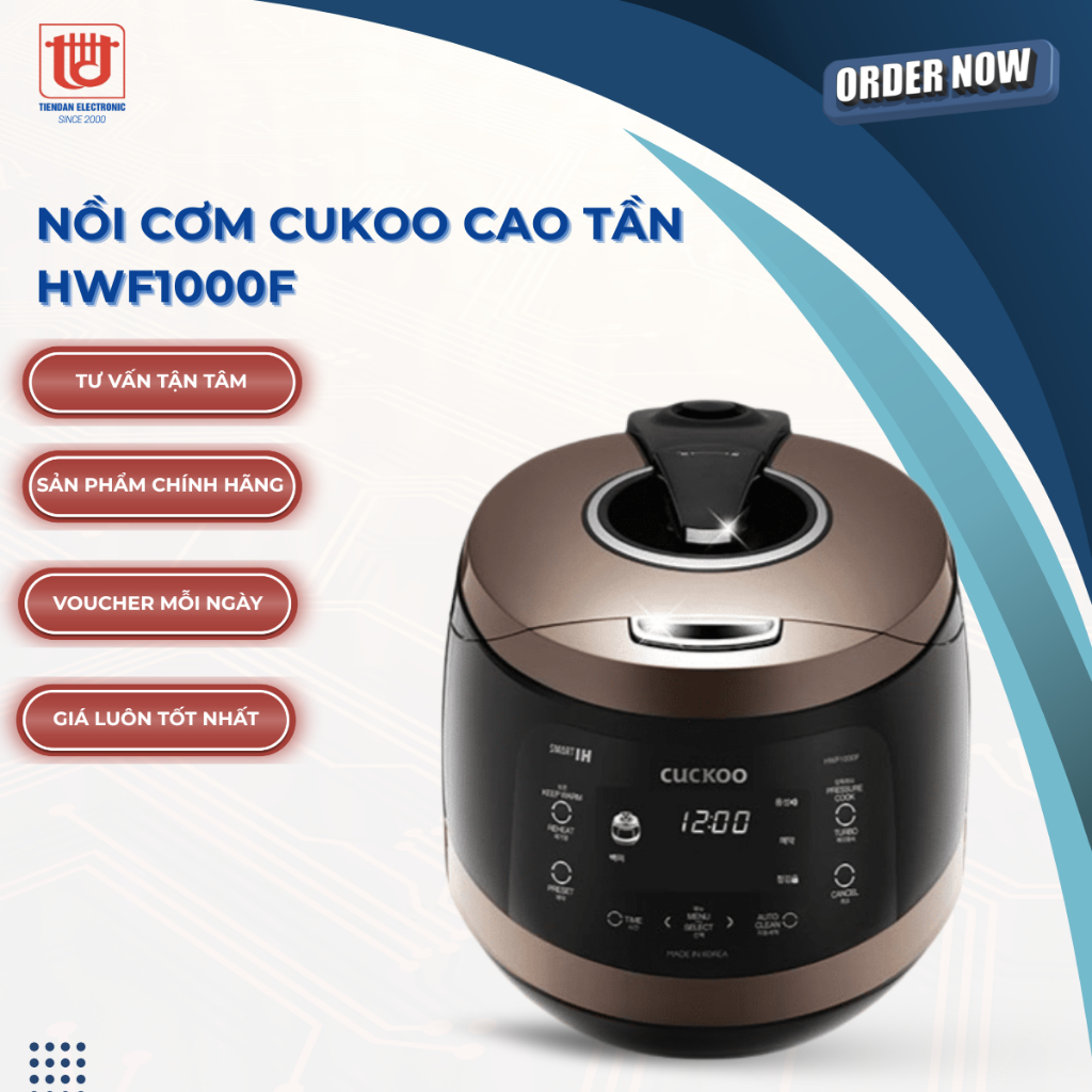 Cukoo Nồi cơm điện cao tần HWF1000F - Dung tích 1.8L
