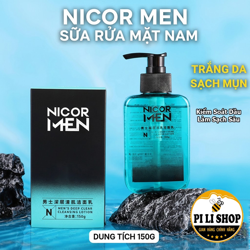 Combo 3 Sữa Rửa Mặt NICOR Kiểm Soát Dầu Nhờn Làm Sạch Sâu, Rửa Mặt Nam Dưỡng Ẩm Làm Trắng Da