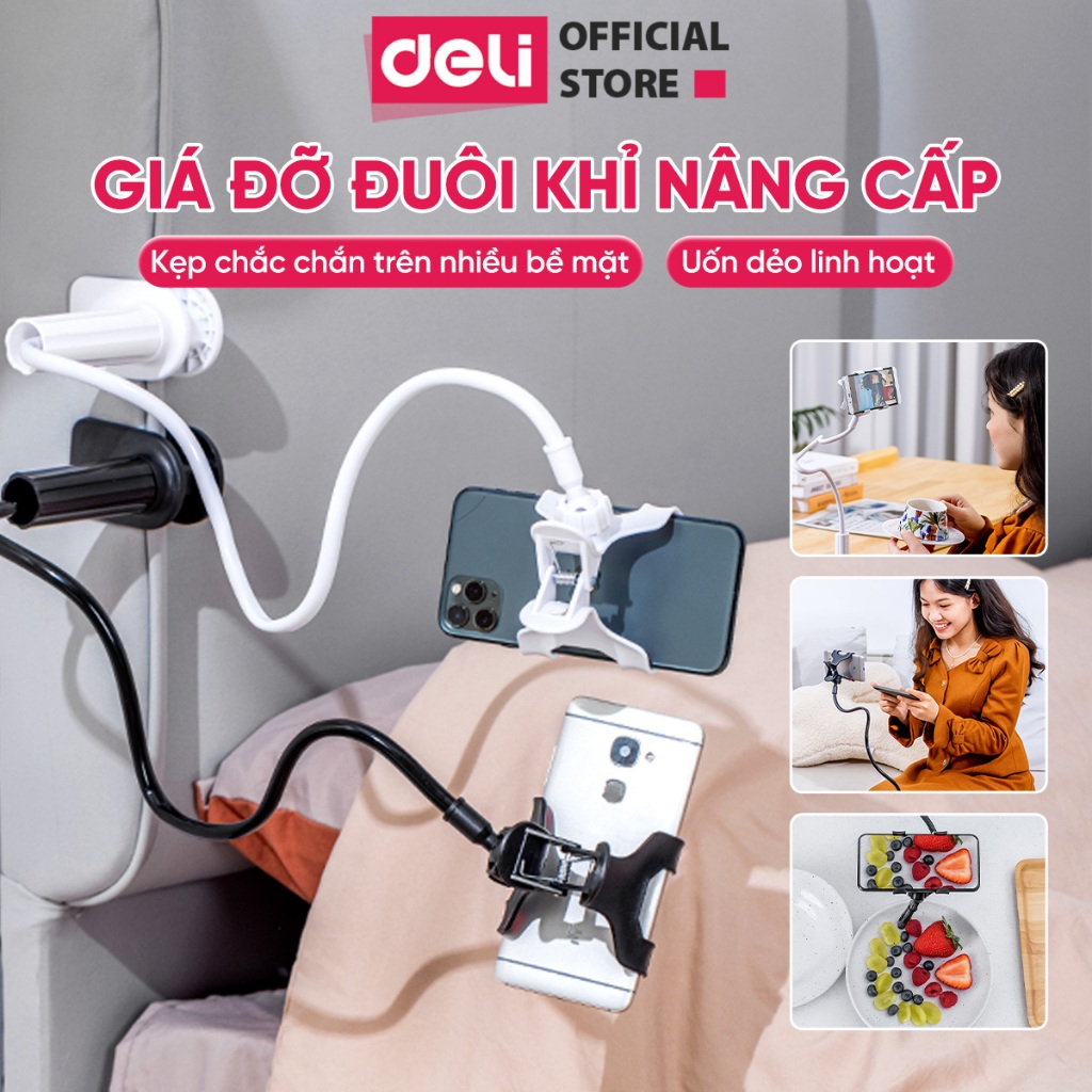 Giá Đỡ Điện Thoại Máy Tính Bảng Đa Năng 2026 Deli – Kẹp Bàn Kẹp Đầu Giường Xem Phim Học Online Chống Mỏi