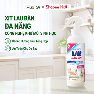 Xịt Lau Bàn Ghế Đa Năng 280ml ABURA Tinh Dầu Tự Nhiên - Khử Mùi, Sạch Nhanh Vết Bẩn Dầu Mỡ An Toàn