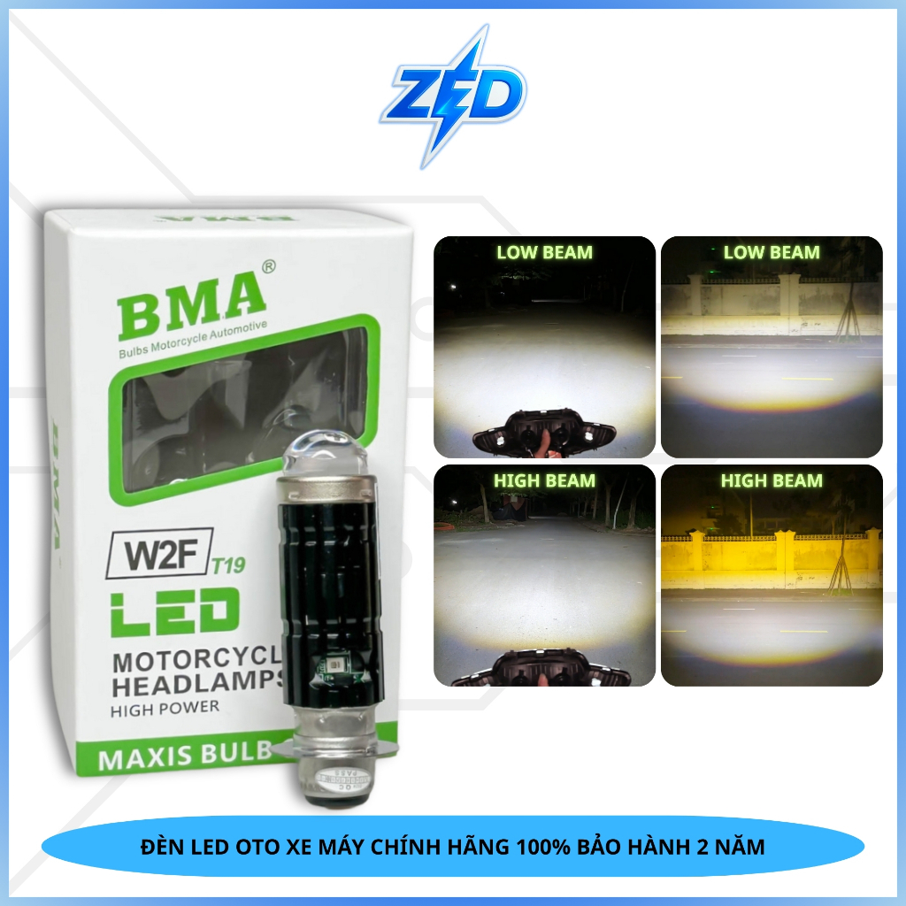[Hàng Chuẩn BMA] Đèn Ph a LED Bi Cầu W2F - 30W Cos Trắng Pha Trắng Chân M5 Lắp Dream, Wave Nhỏ, Fu 1