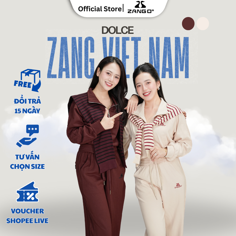 Bộ Thể Thao Nữ “DOLCE” - Áo Khoác Cổ Cao, Quần Suông Ống Rộng Kèm Khăn Len Nỉ - Zang Việt Nam 3325